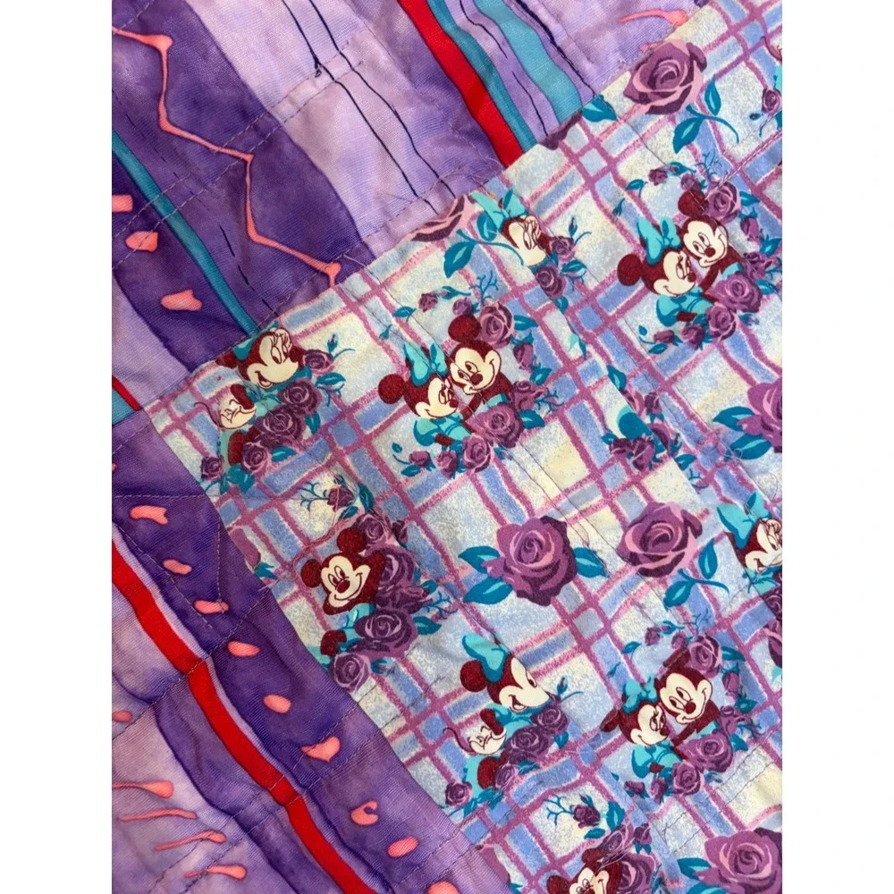 Handmade Disney Mickey Minnie Mouse Patchwork Quilt Kids Blanket 50x50 Cozy Cute